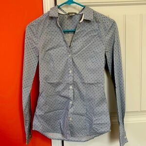 H&M Long Sleeve Button Down Shirt, Polka dot print, size 4